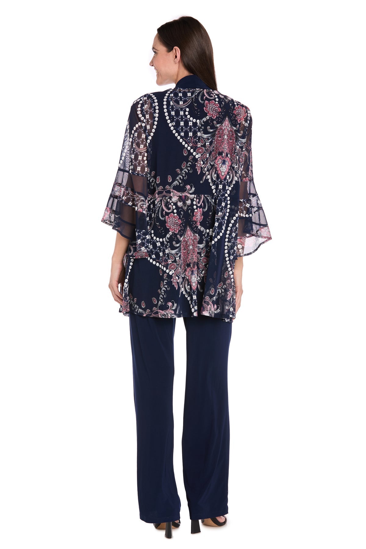 Pant Suit Long Mother of the Bride formal Pant Suit Navy/Pink