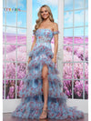 Prom Dresses Long Formal  Floral Prom Dress Blue
