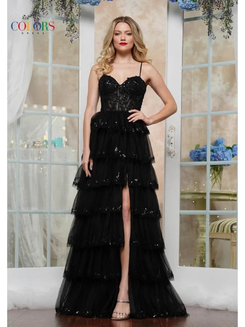 Prom Dresses Long Formal Fitted Ruffle Prom Dress Black