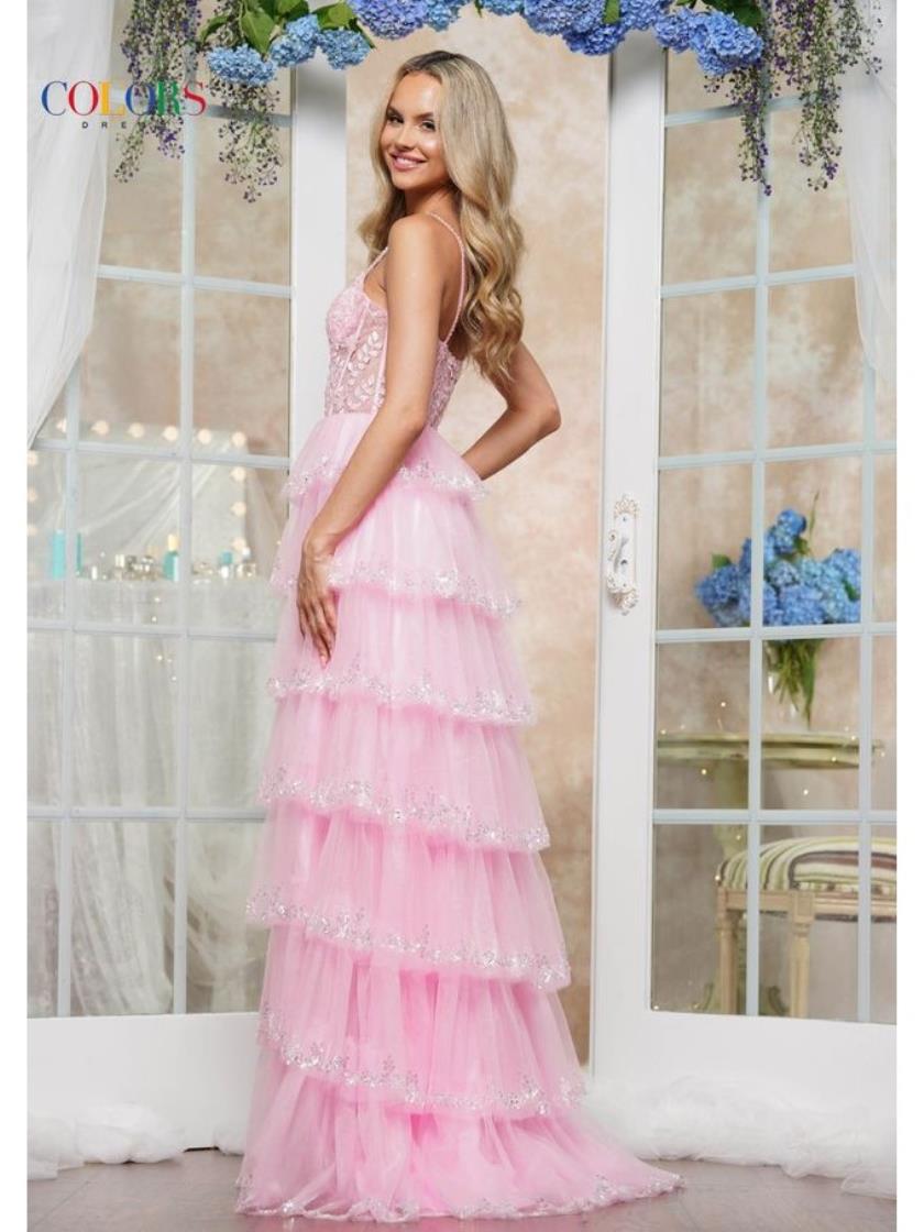 Prom Dresses Long Formal Fitted Ruffle Prom Dress Pink