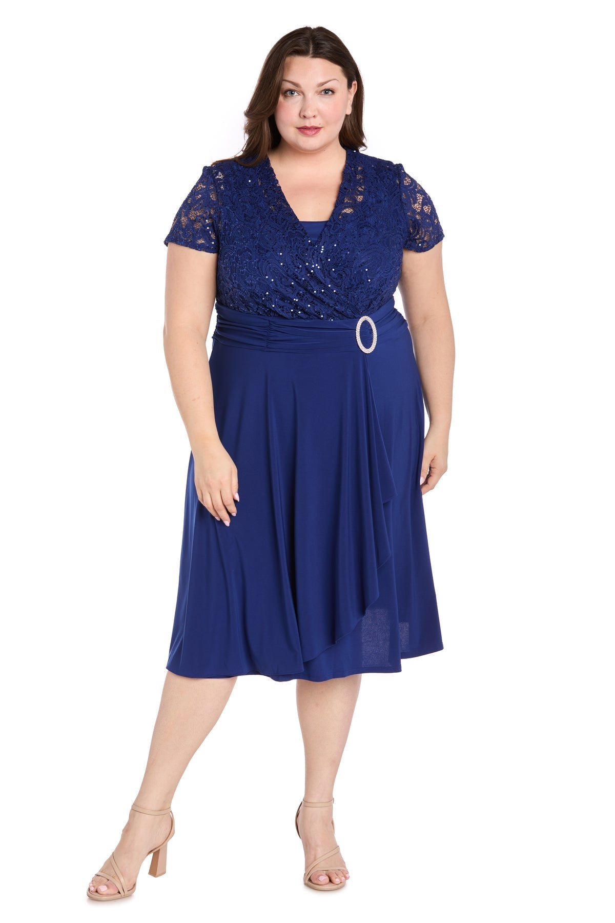 Cocktail Dresses Short Cocktail Plus Size Lace Knee Length Dress Royal