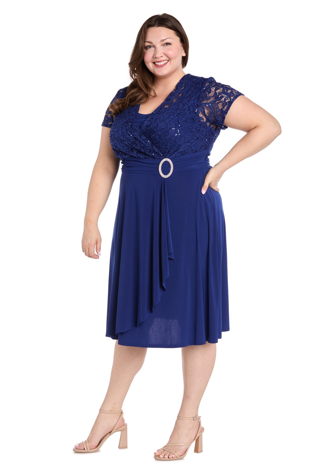 Cocktail Dresses Short Cocktail Plus Size Lace Knee Length Dress Royal