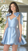 Cocktail Dresses Homecoming Short Pleated Cocktail Dress Light Blue