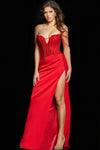 Prom Dresses Corset High Slit Long Formal Prom Dress Red
