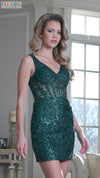 Cocktail Dresses Fitted Short Sequin Cocktail Dress Deep Green