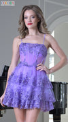 Cocktail Dresses A Line Short Sequin Lace Cocktail Ruffle Dress  Lavender