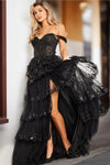 Prom Dresses Long Off Shoulder Formal High Slit Prom Dress Black