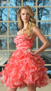 Cocktail Dresses A Line Ruffle Homecoming Cocktail Dress Red Orange