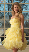 Cocktail Dresses A Line Ruffle Homecoming Cocktail Dress Yellow