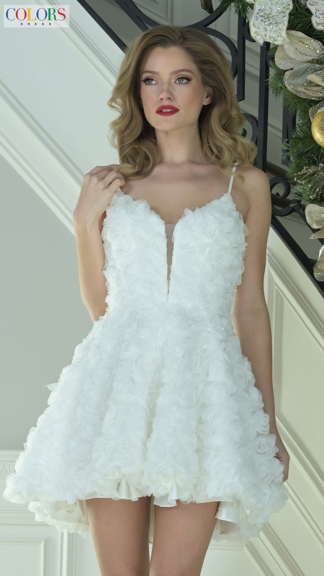 Cocktail Dresses A Line 3D Floral Short Cocktail Dress Off White