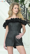 Jumpsuit Short Fitted Ruffle Jumpsuit Black