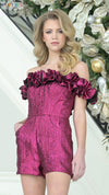 Jumpsuit Short Fitted Ruffle Jumpsuit Magenta