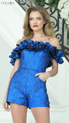 Jumpsuit Short Fitted Ruffle Jumpsuit Royal