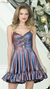 Cocktail Dresses A Line Short Ruffle Cocktail Homecoming Dress Bronzy Blue