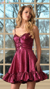 Cocktail Dresses A Line Short Ruffle Cocktail Homecoming Dress Magenta