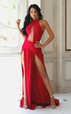 Prom DressesFitted Formal Slit Evening Prom Dress Red