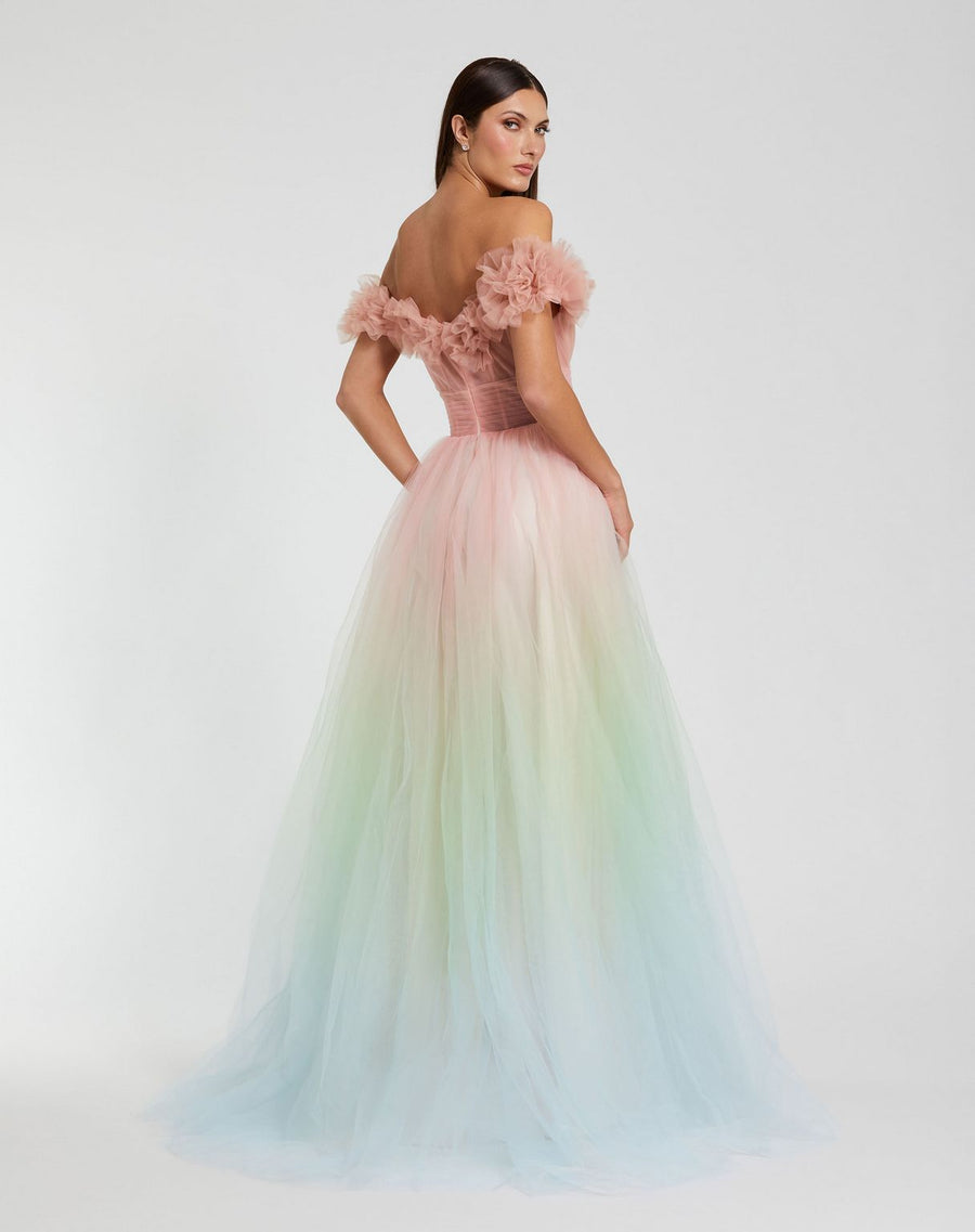 Formal Dresses Long Ball Gown Ombre Ruflled Prom Dress Pink Sorbet