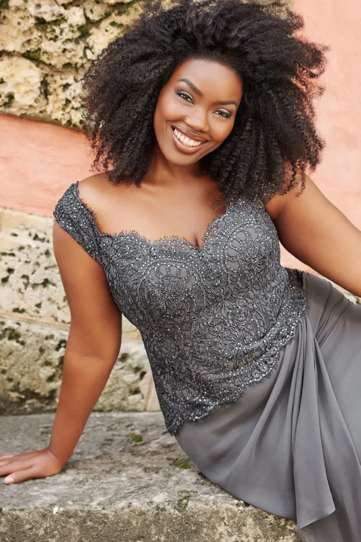 Formal Dresses Long Beaded Lace Fit Formal Dress  Smoke