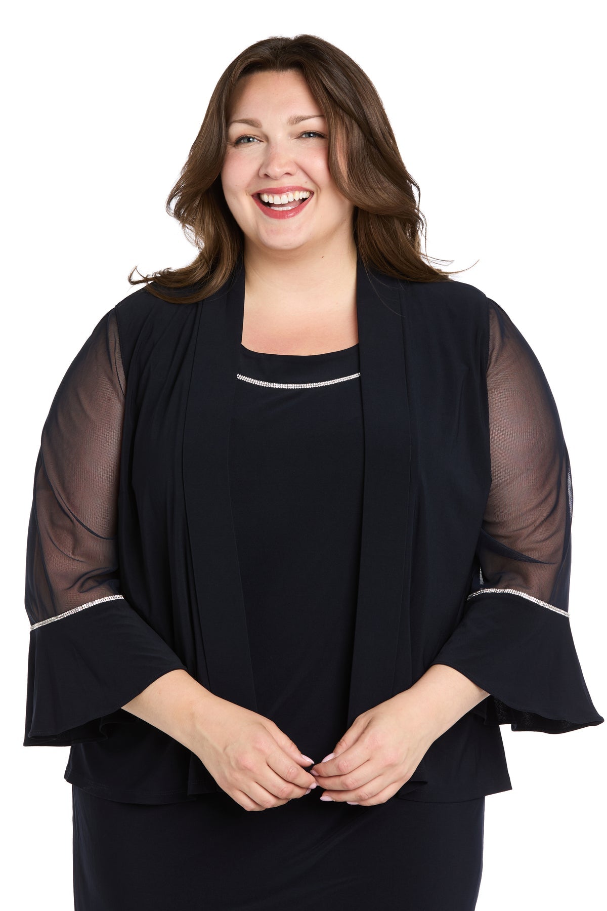 Plus Size Dresses Plus Size Short Mother of the Bride Jacket Dress Navy
