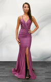 Prom Dresses Fitted Prom Long Formal Slit Dress Mauve