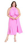 Plus Size Dresses Plus Size Cocktail A Line Midi Dress Pink