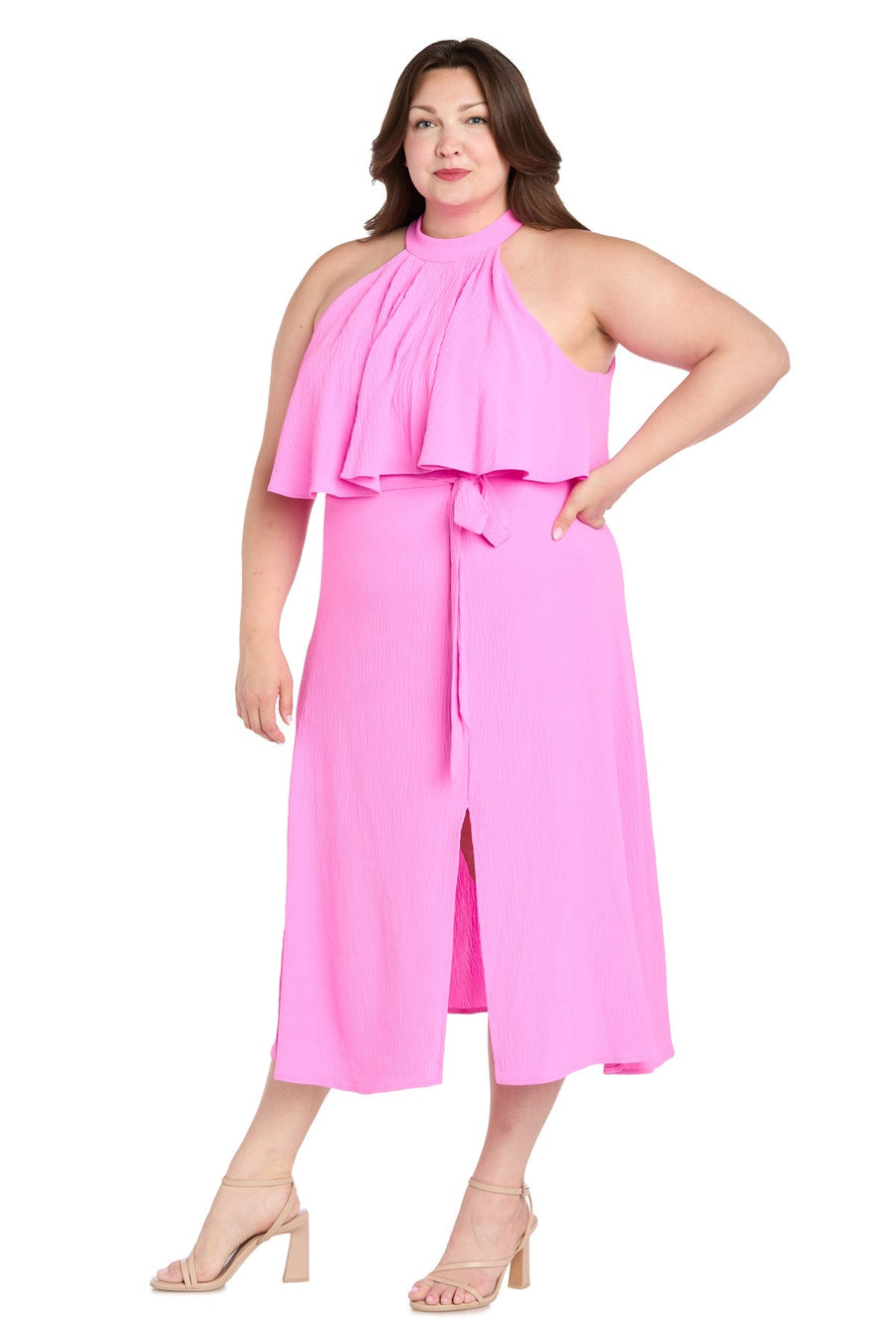 Plus Size Dresses Plus Size Cocktail A Line Midi Dress Pink