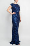 Formal Dresses Fitted Long Formal Bodycon Sequined Dress Midnight