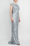 Formal Dresses Fitted Long Formal Bodycon Sequined Dress Platinum