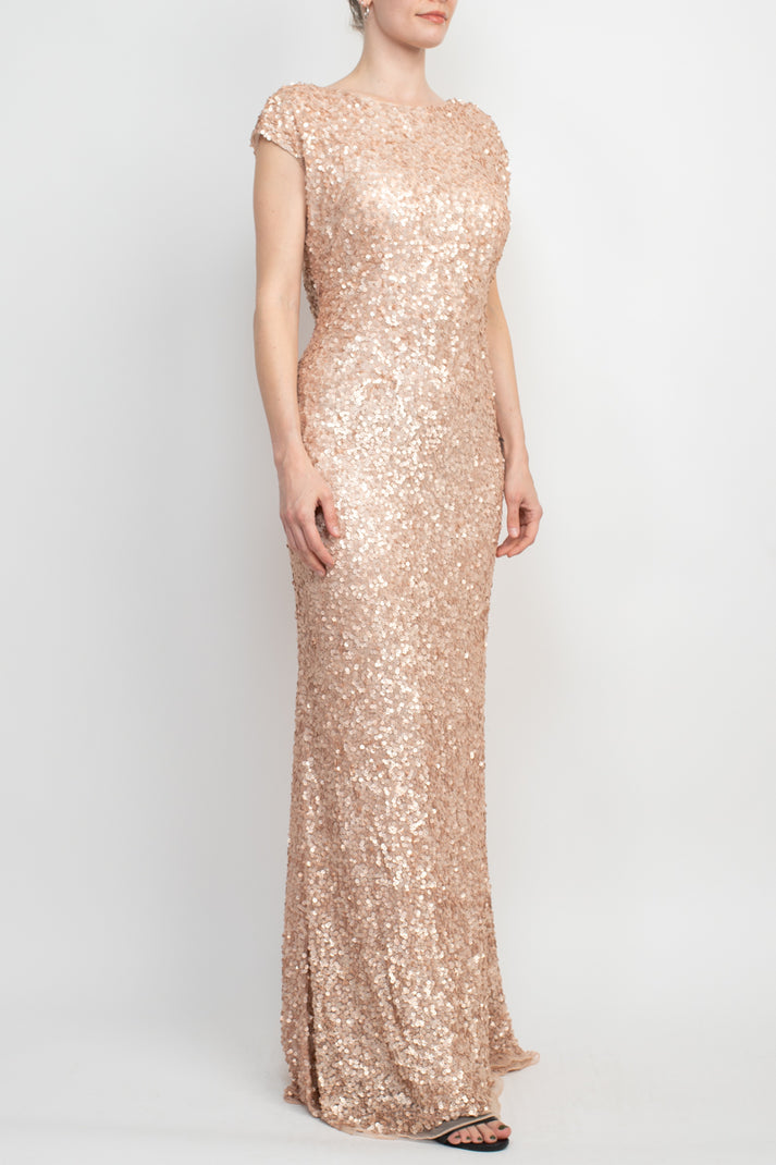 Formal Dresses Fitted Long Formal Bodycon Sequined Dress Rose Gold