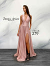Prom Dresses A Line Long Formal Slit Prom Dress Blush