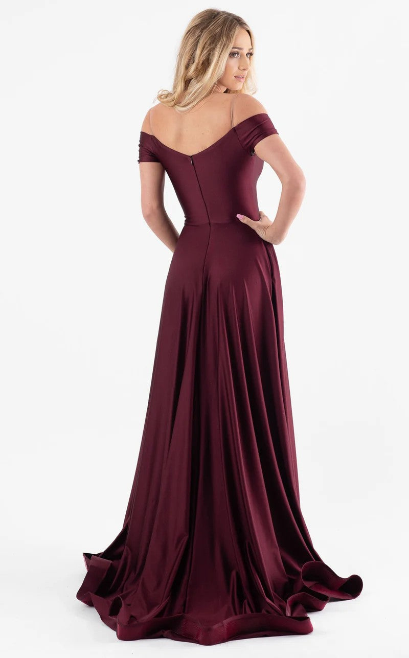 Prom Dresses  Long Formal A Line Slit Evening Prom Dress Burgundy