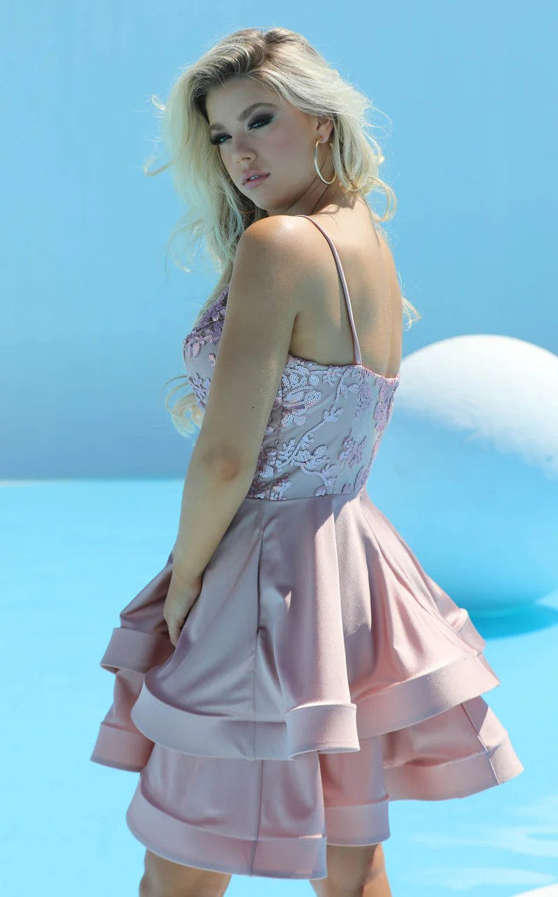 Cocktail Dresses Short A Line Homecoming Tiered Cocktail Dress Light Pink