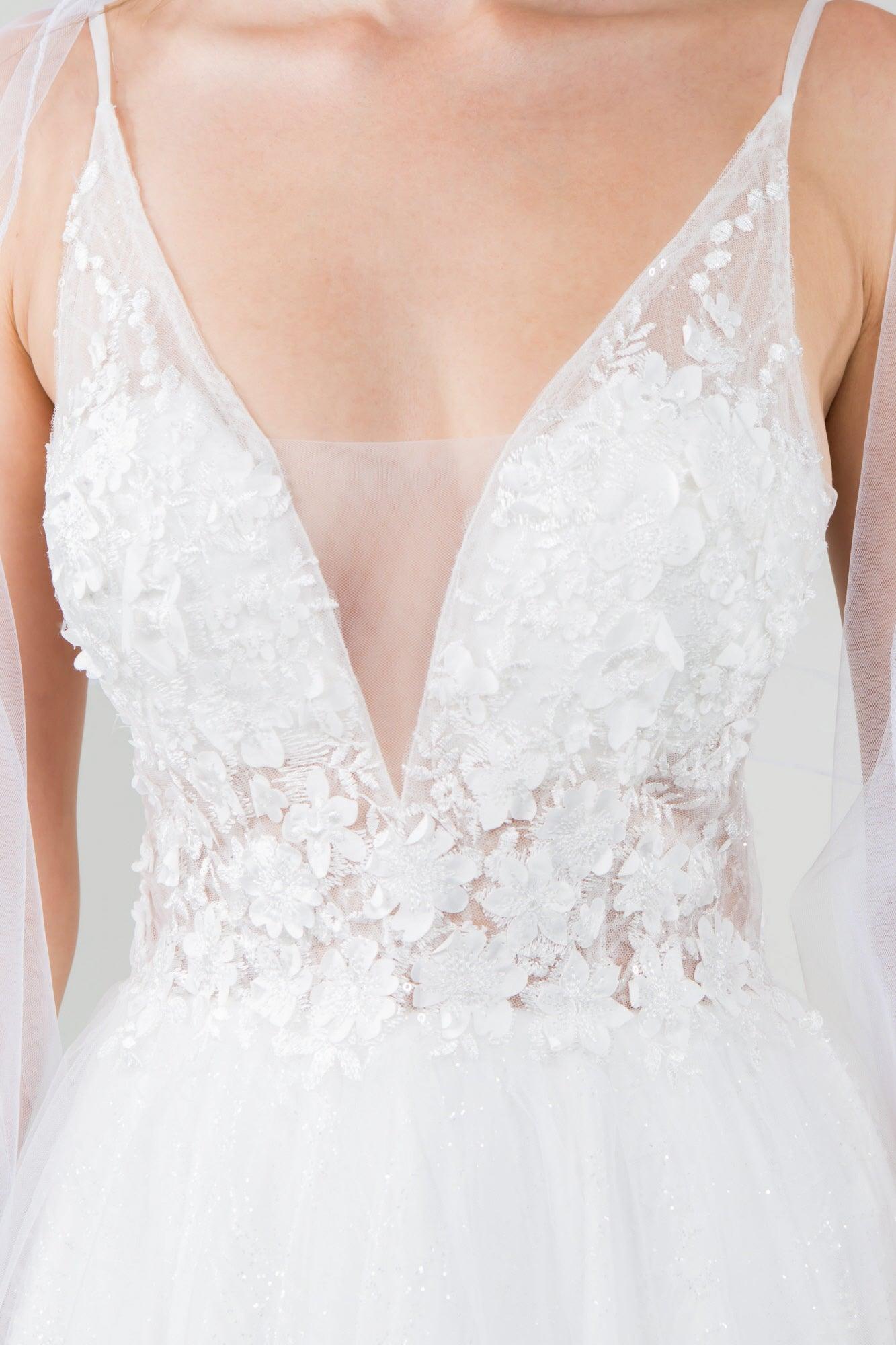 3D Floral Applique Short Homecoming Dress - The Dress Outlet