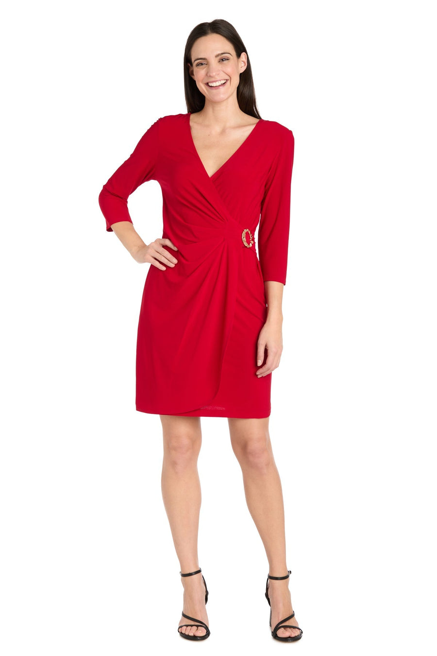 Cocktail Dresses Short Fitted Cocktail Wrap Dress Red