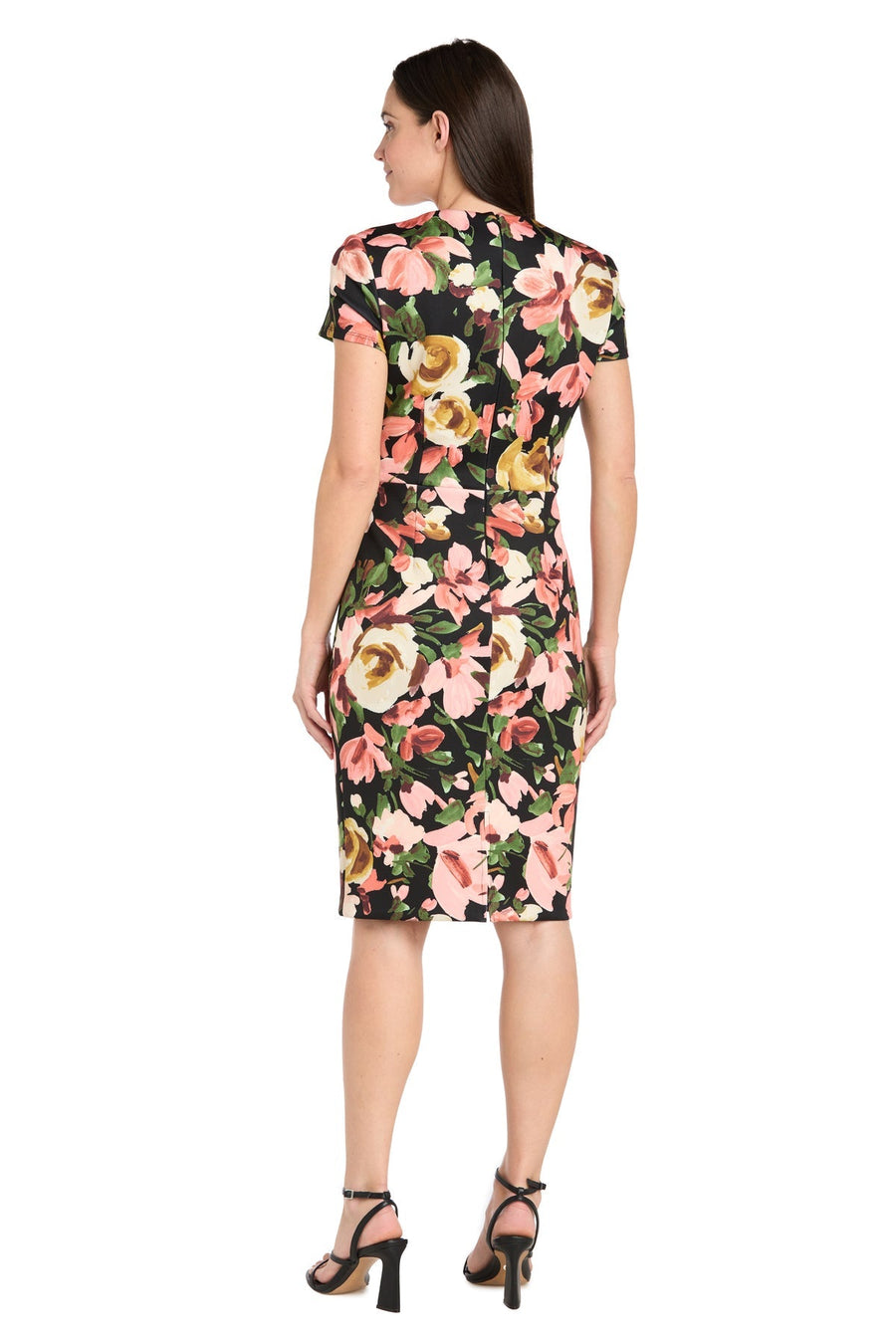 Cocktail Dresses Fitted Short Cocktail Pinted Knee Length Dress Black/Multi