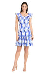 Cocktail Dresses Short Cocktail Printed Ruffle Dress Blue/White