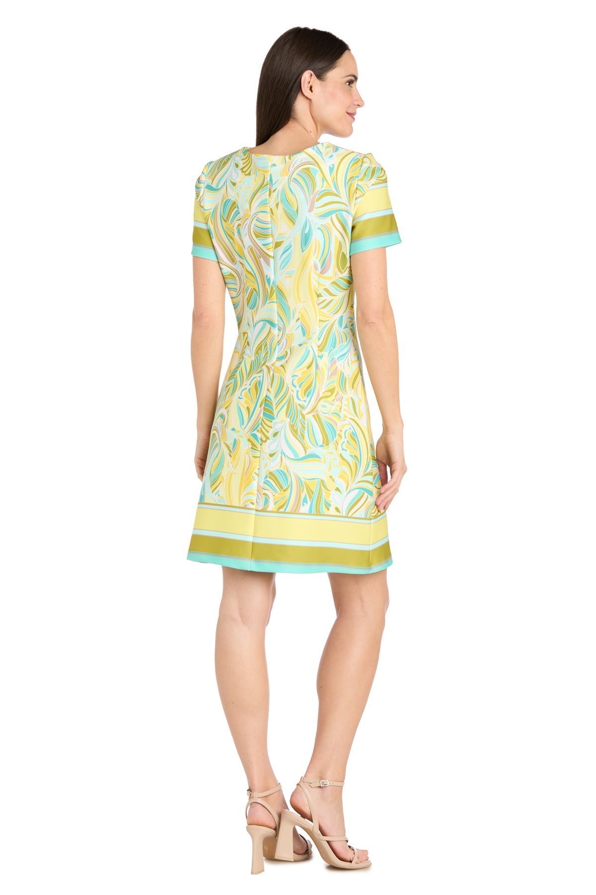 Cocktail Dresses Short Cocktail Printed Mini Dress Yellow/Aqua