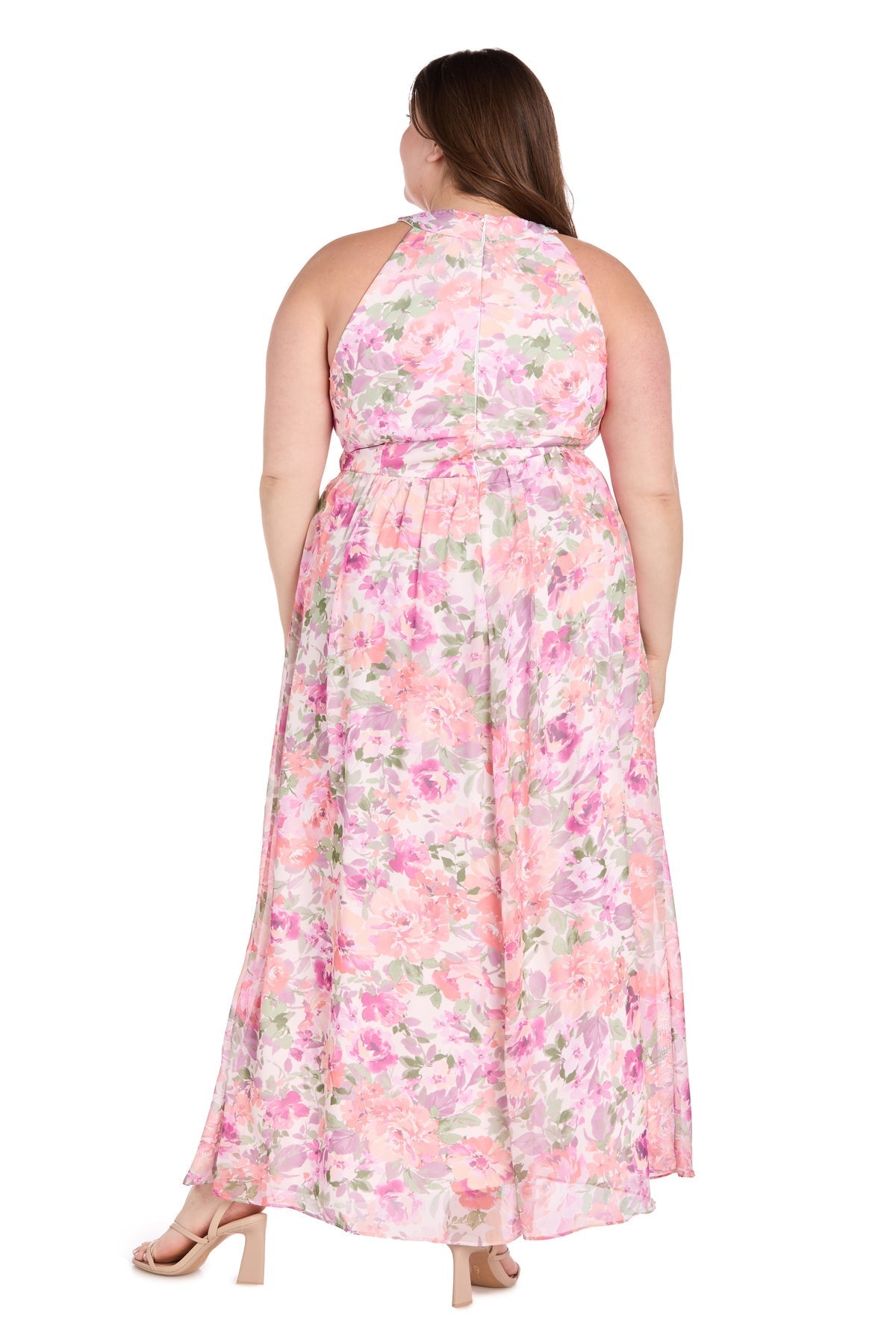 Plus Size Dresses Floral Print Plus Size Long Formal Maxi Dress Ivory/Blossom