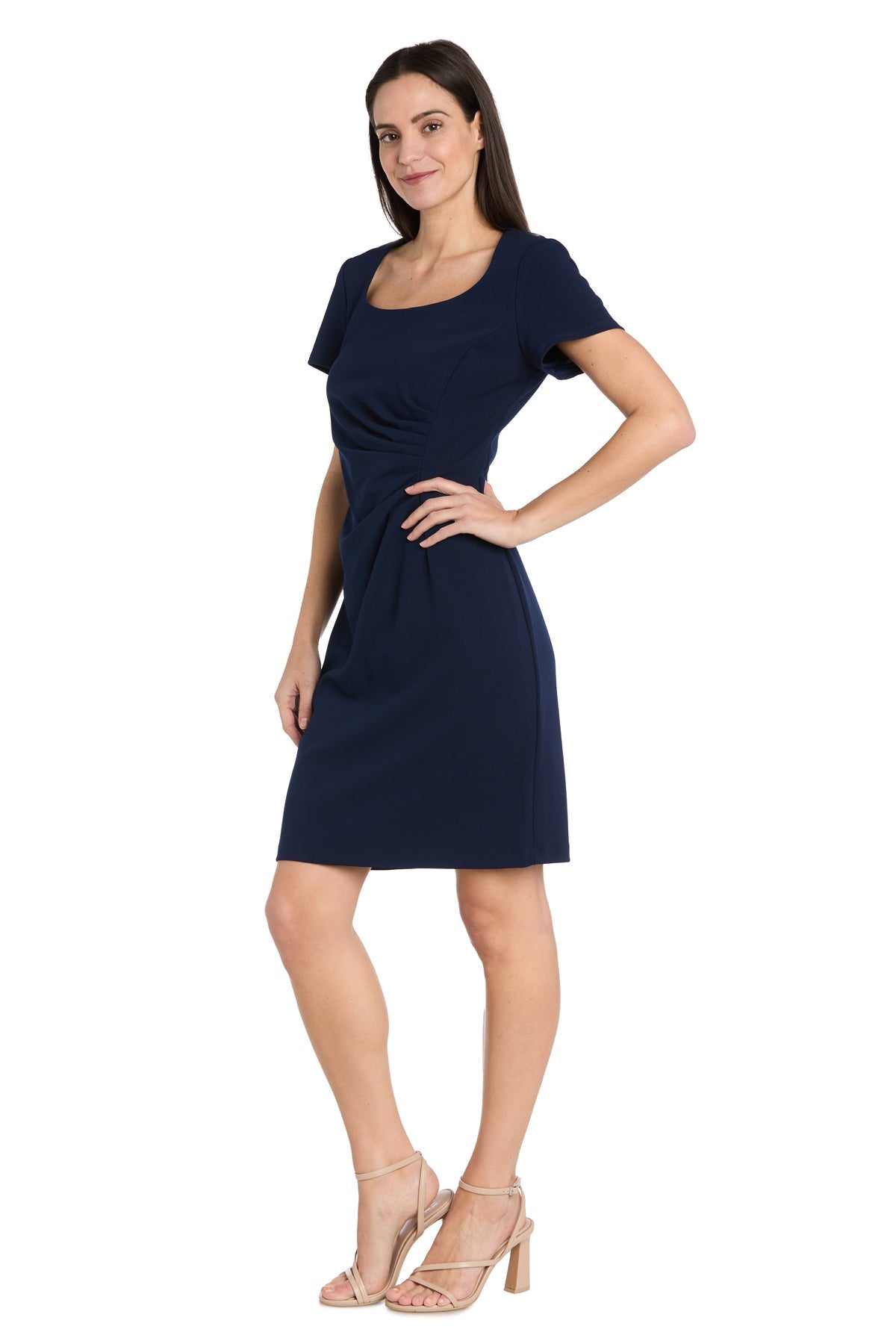 Cocktail Dresses Pleated Short Cocktail Fitted Dress Navy