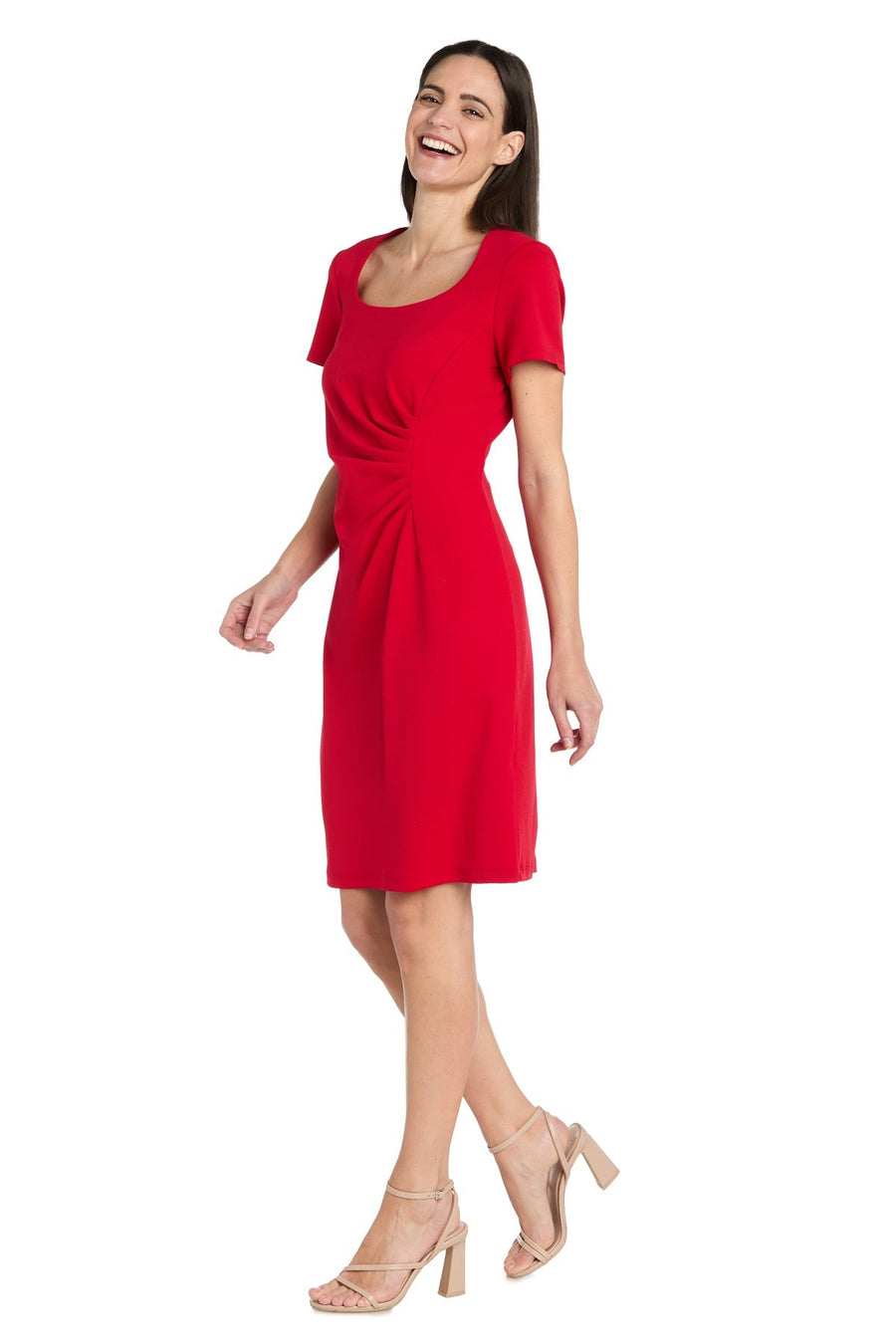 Cocktail Dresses Pleated Short Cocktail Fitted Dress Red