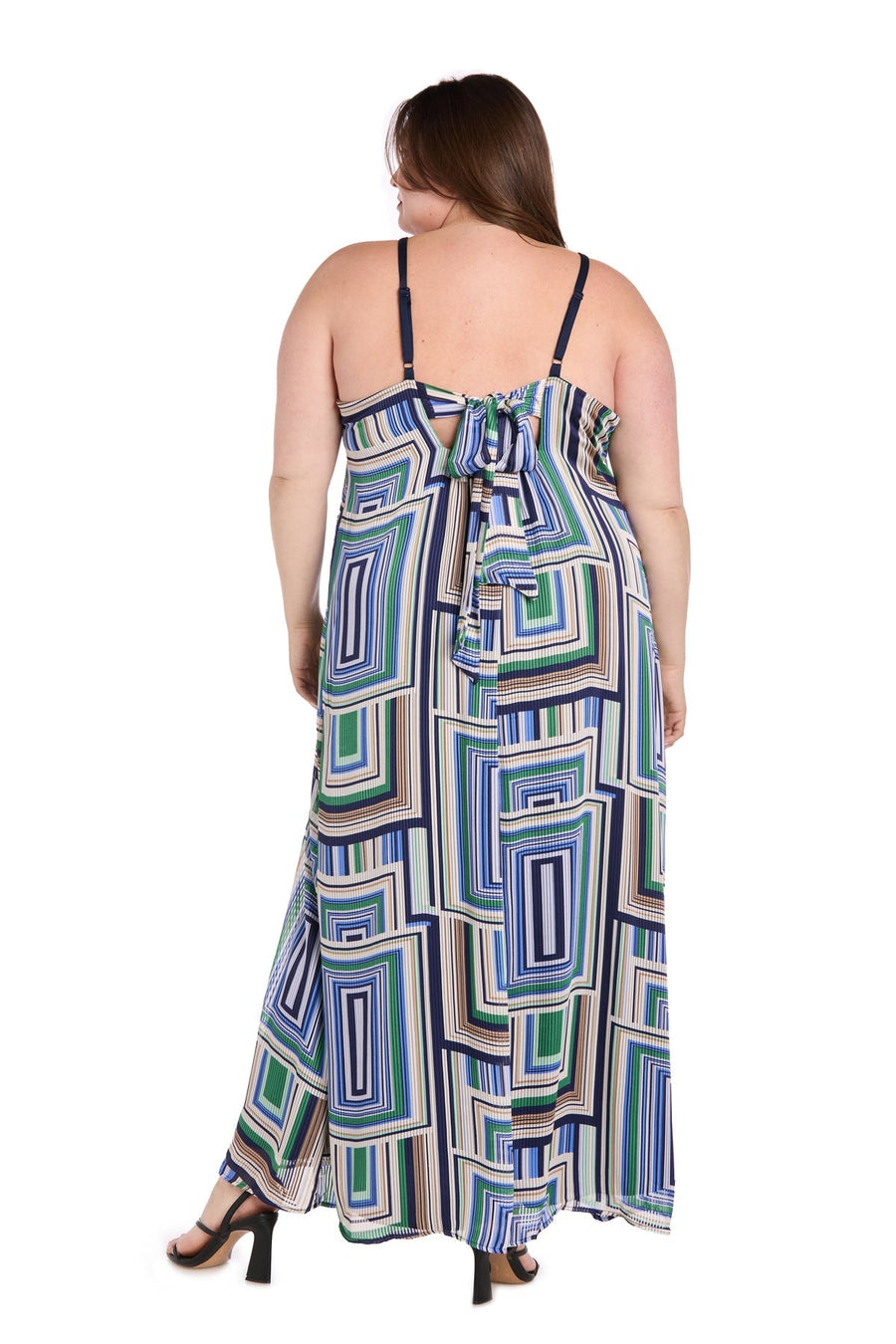 Plus Size Dresses Long Printed Plus Size Maxi Dress Blue/Green
