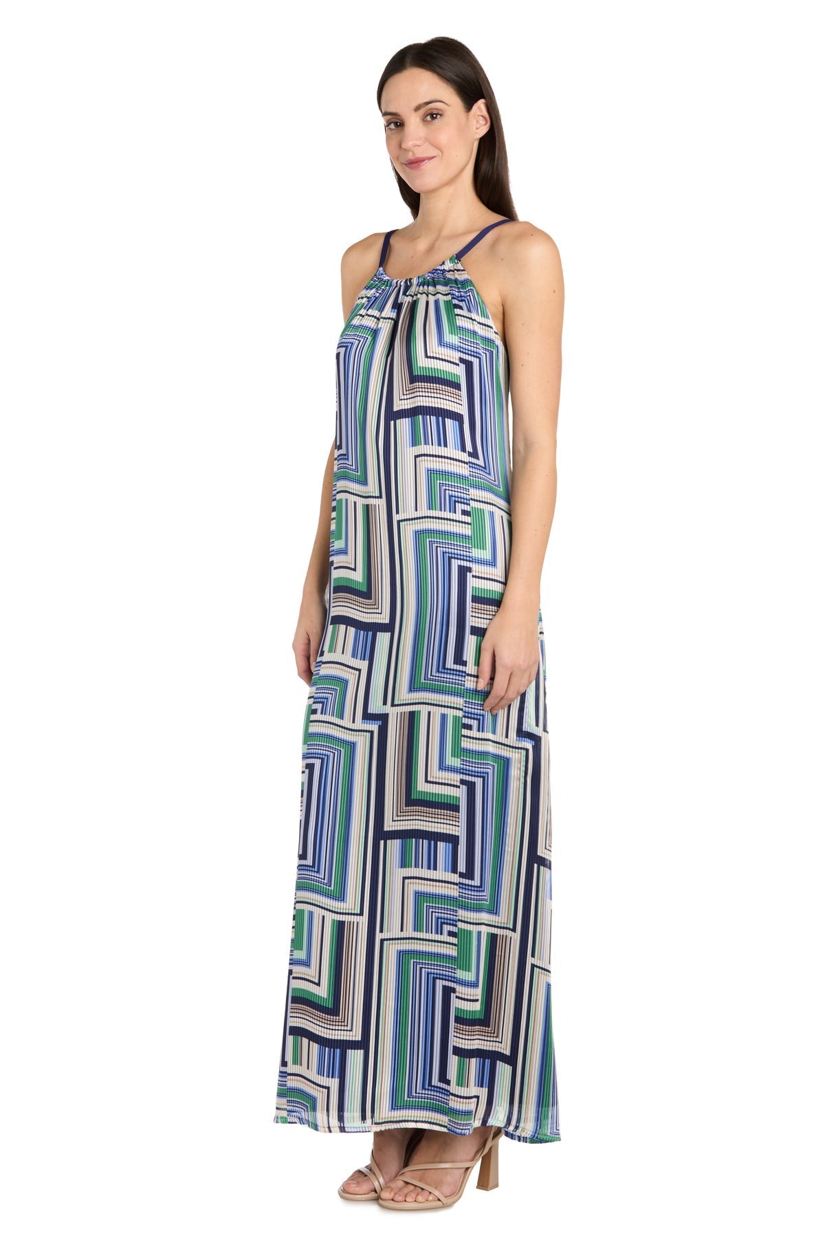 Formal Dresses Long Printed Formal Maxi Dress Blue/Green