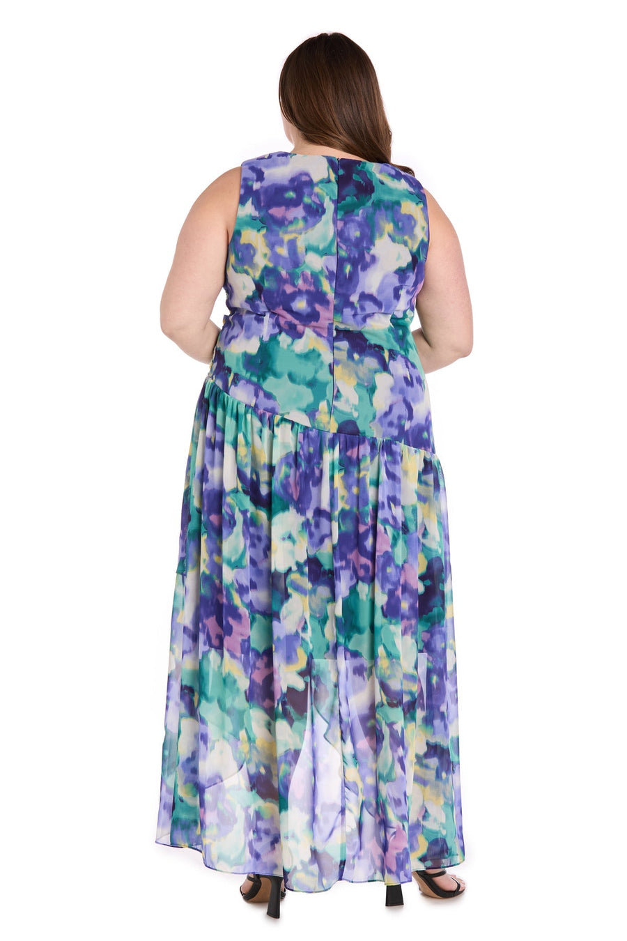 Plus Size Dresses Plus Size High Low Printed Dress Blue/Multi