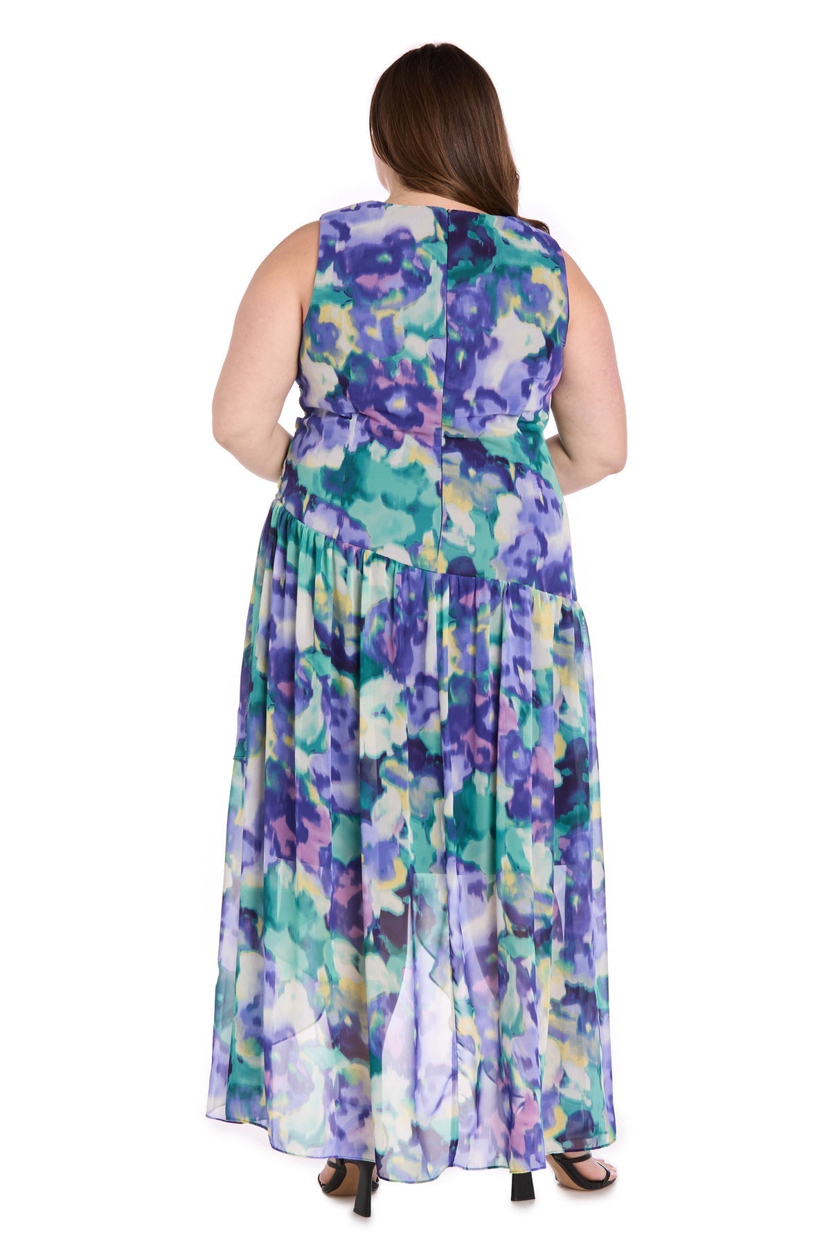 Plus Size Dresses Plus Size High Low Printed Dress Blue/Multi