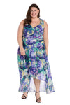 Plus Size Dresses Plus Size High Low Printed Dress Blue/Multi