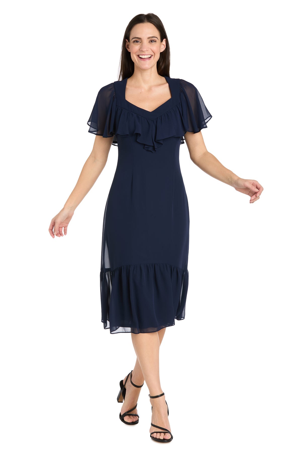 Cocktail Dresses Short Cocktail Caplet Midi Length Dress Navy