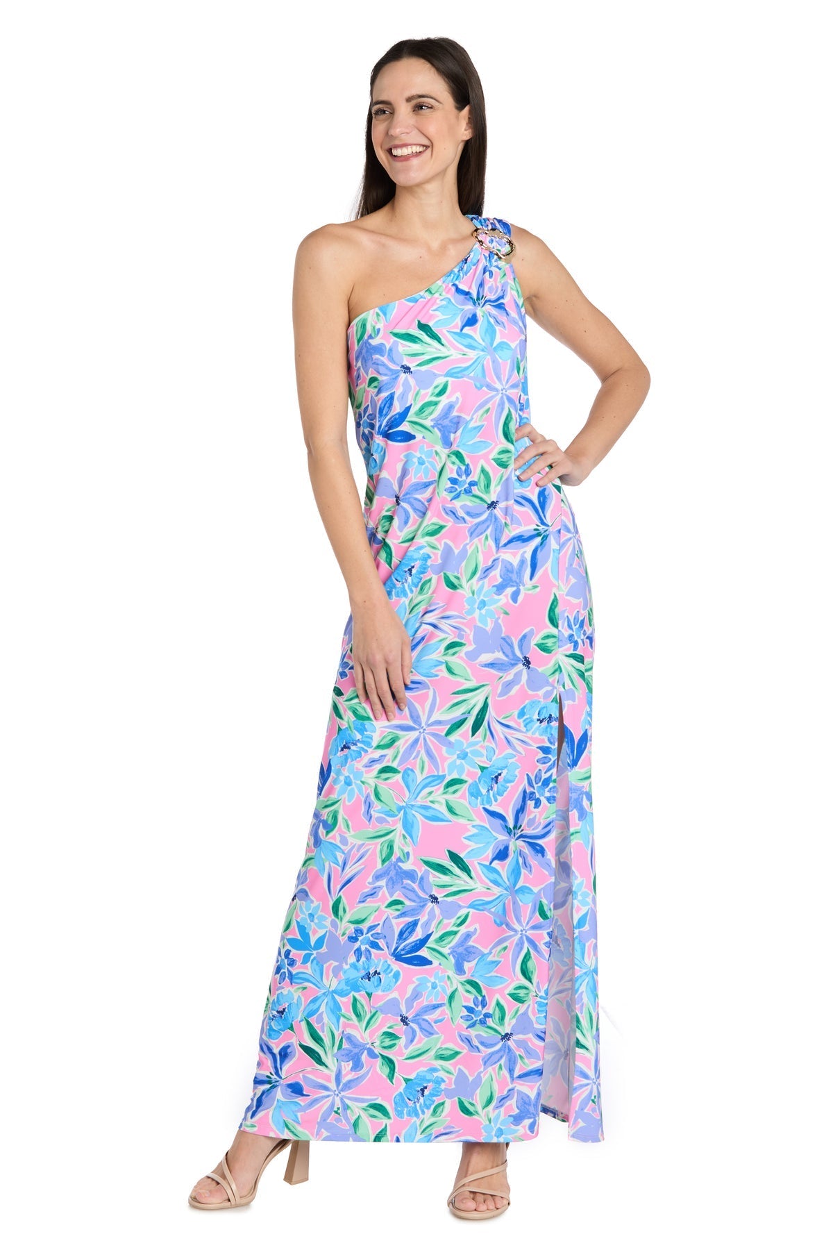 Formal Dresses Long Formal Floral Print Maxi Dress Pink/Green