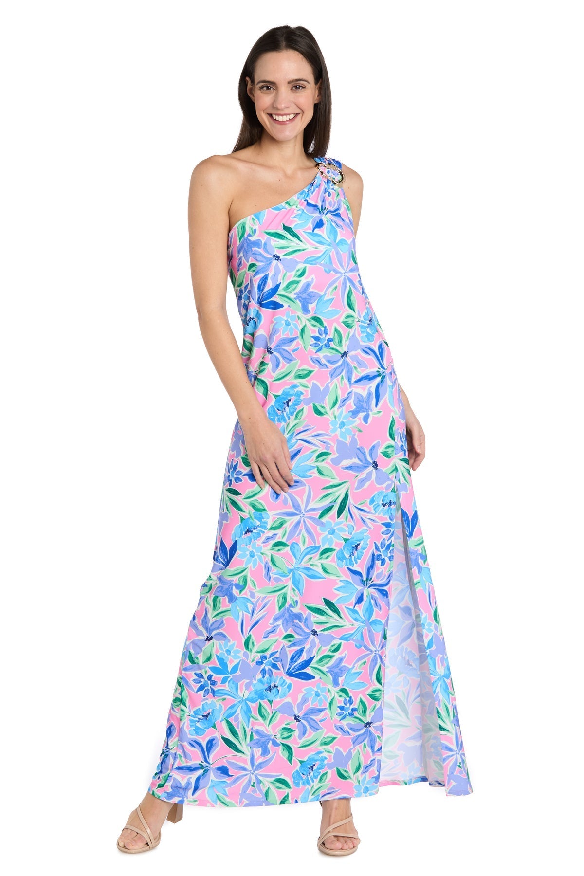 Formal Dresses Long Formal Floral Print Maxi Dress Pink/Green