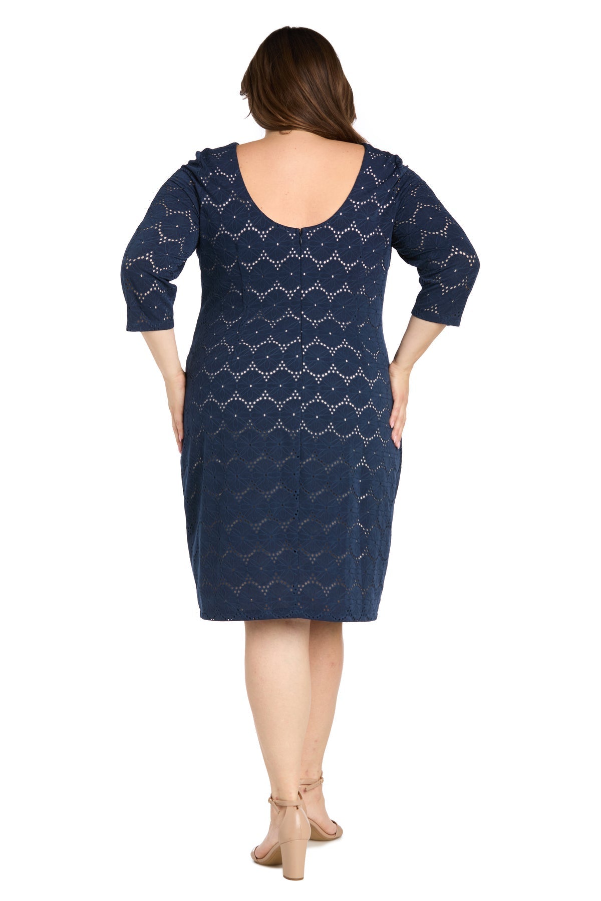 Plus Size Dresses Plus Size Knee Length Coctail Dress Navy/Nude
