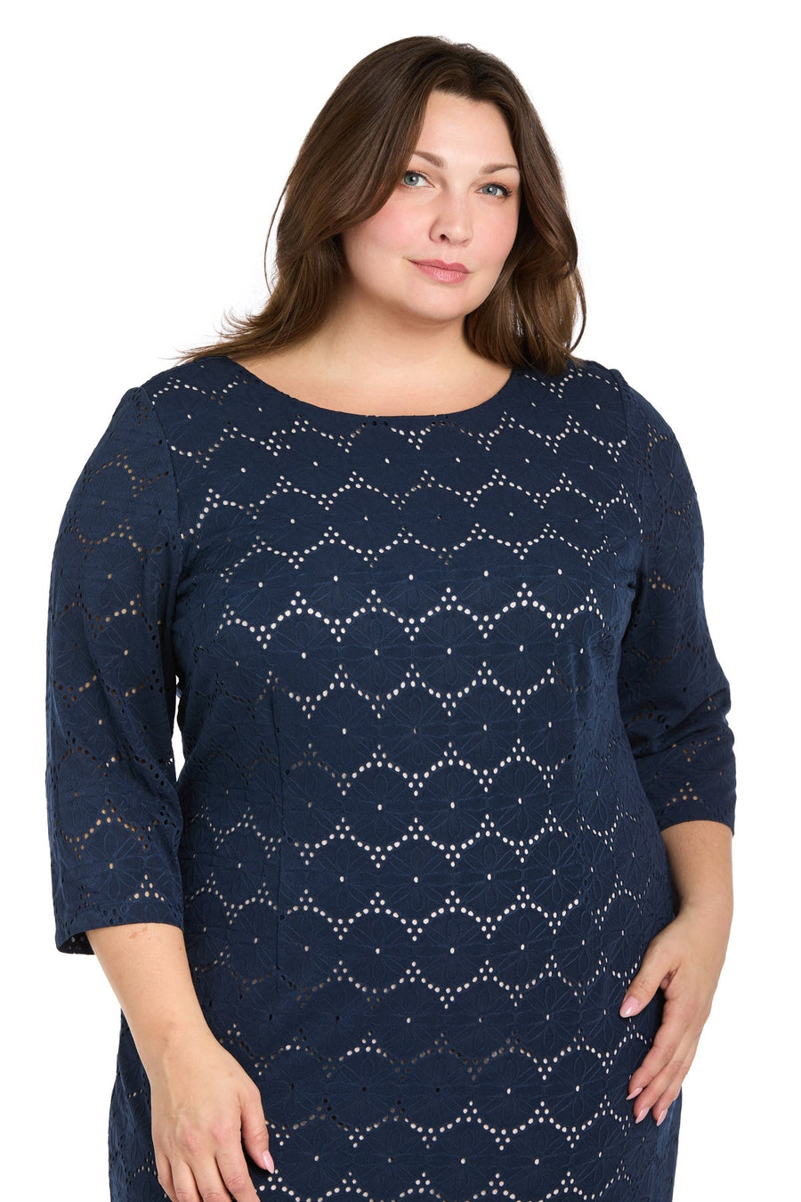 Plus Size Dresses Plus Size Knee Length Coctail Dress Navy/Nude